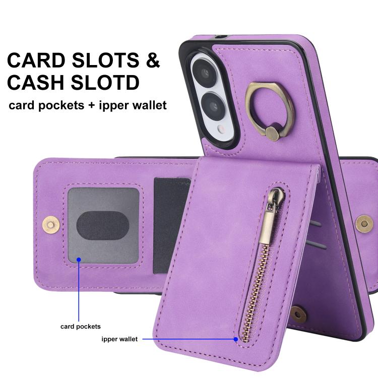 For Samsung Galaxy S25 Edge 5G Retro Ring and Zipper RFID Card Slot Phone Case