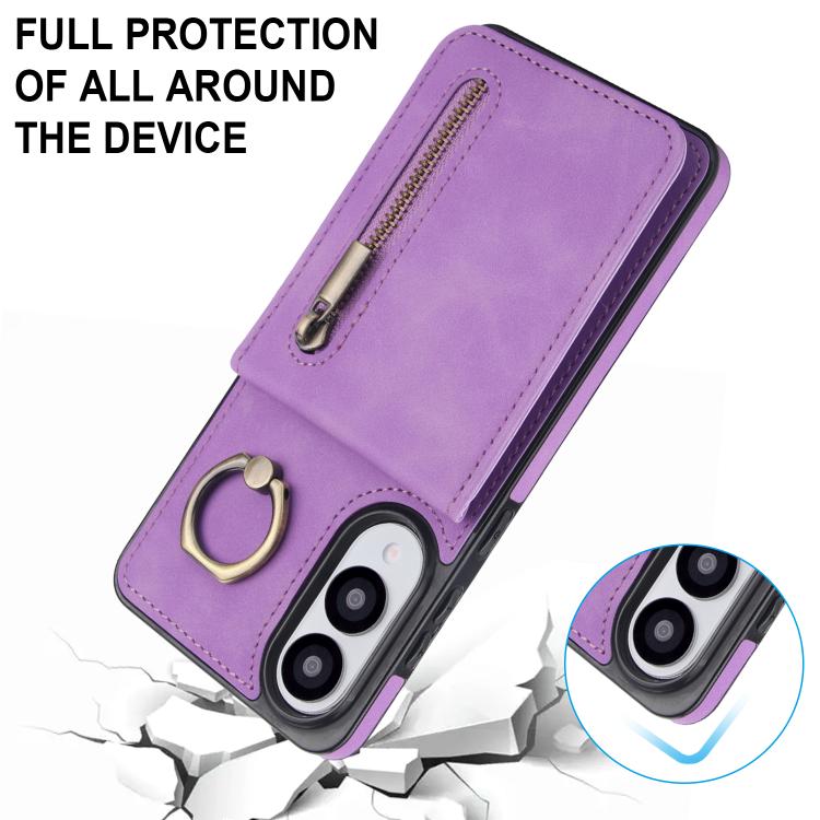 For Samsung Galaxy S25 Edge 5G Retro Ring and Zipper RFID Card Slot Phone Case