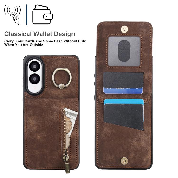 For Samsung Galaxy S25 Edge 5G Retro Ring and Zipper RFID Card Slot Phone Case