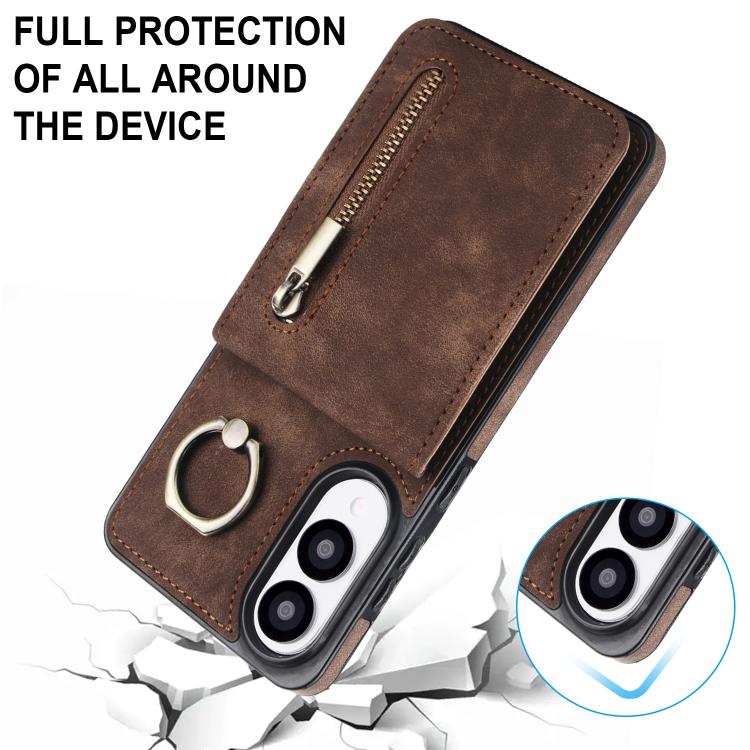 For Samsung Galaxy S25 Edge 5G Retro Ring and Zipper RFID Card Slot Phone Case