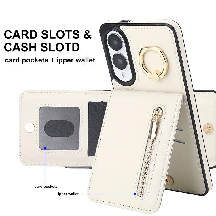 For Samsung Galaxy S25 Edge 5G Retro Ring and Zipper RFID Card Slot Phone Case