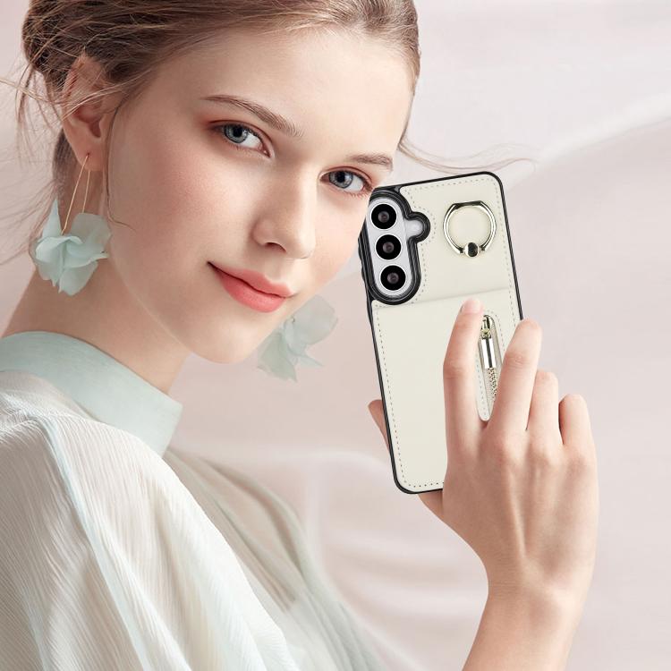 For Samsung Galaxy S26 5G Retro Ring and Zipper RFID Card Slot Phone Case