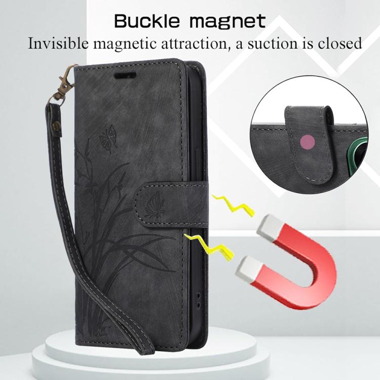For OPPO Reno14 Global Orchid Butterfly Embossed Leather Phone Case