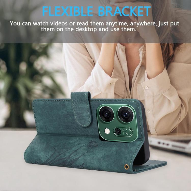 For OPPO Reno14 Global Orchid Butterfly Embossed Leather Phone Case