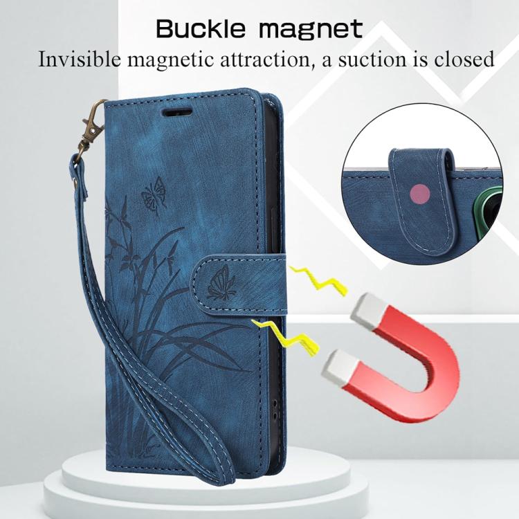 For OPPO Reno14 Global Orchid Butterfly Embossed Leather Phone Case
