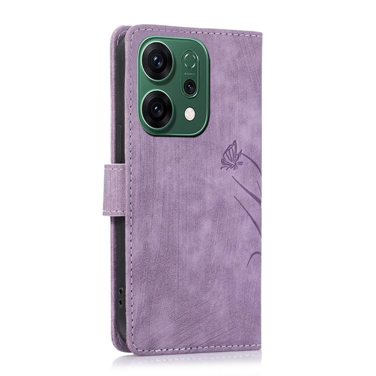 For OPPO Reno14 Global Orchid Butterfly Embossed Leather Phone Case