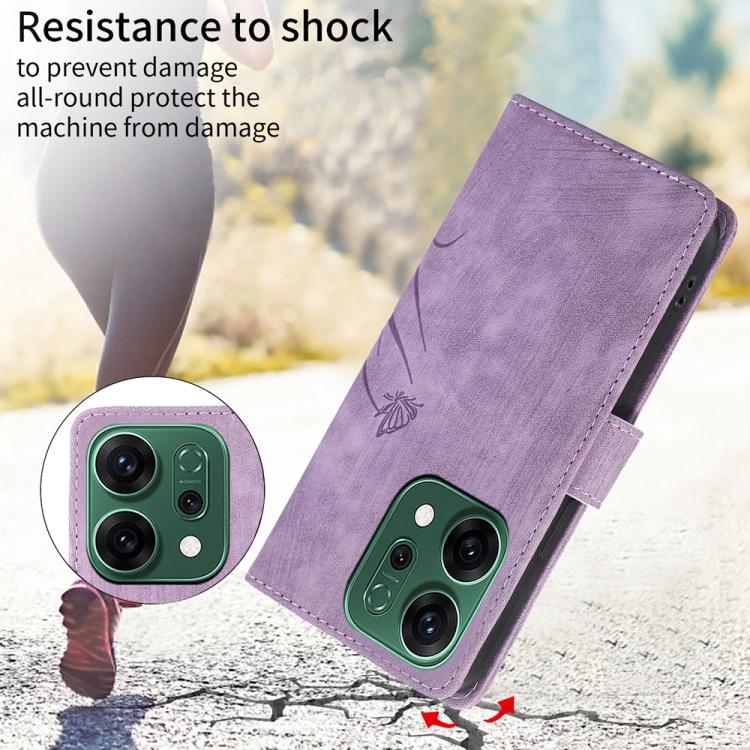 For OPPO Reno14 Global Orchid Butterfly Embossed Leather Phone Case