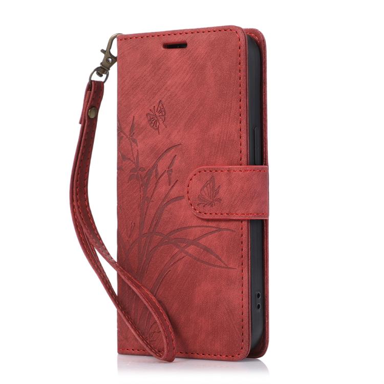 For OPPO Reno14 Global Orchid Butterfly Embossed Leather Phone Case