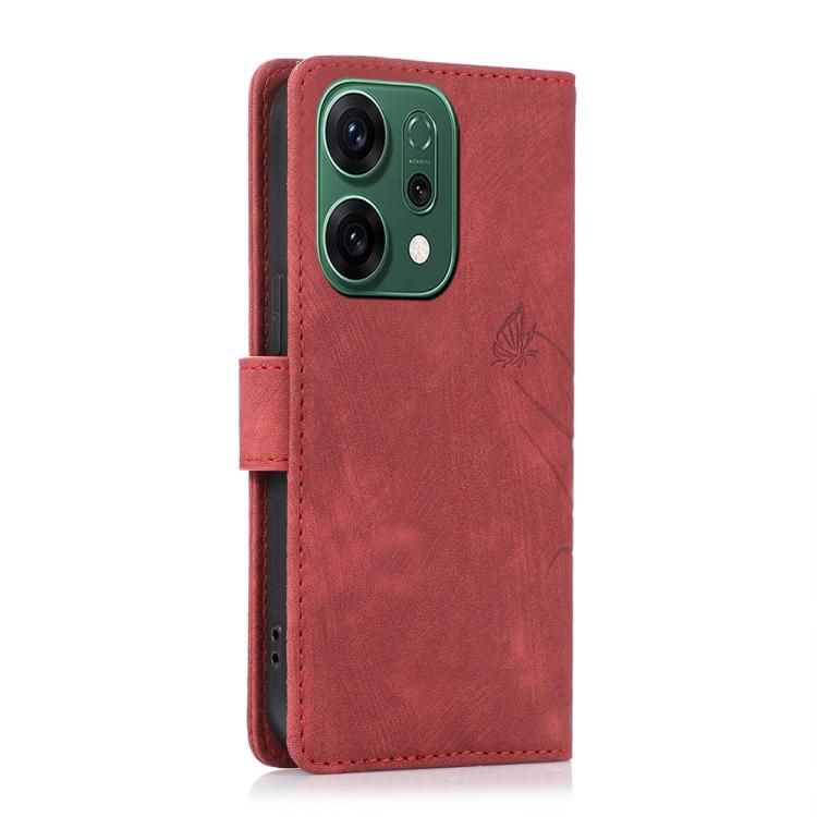 For OPPO Reno14 Global Orchid Butterfly Embossed Leather Phone Case