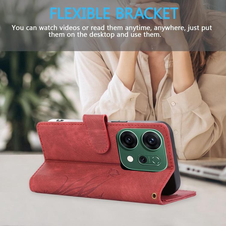 For OPPO Reno14 Global Orchid Butterfly Embossed Leather Phone Case