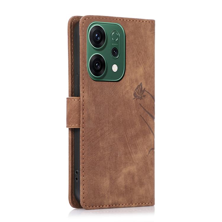 For OPPO Reno14 Global Orchid Butterfly Embossed Leather Phone Case