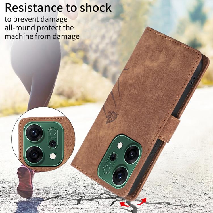 For OPPO Reno14 Global Orchid Butterfly Embossed Leather Phone Case