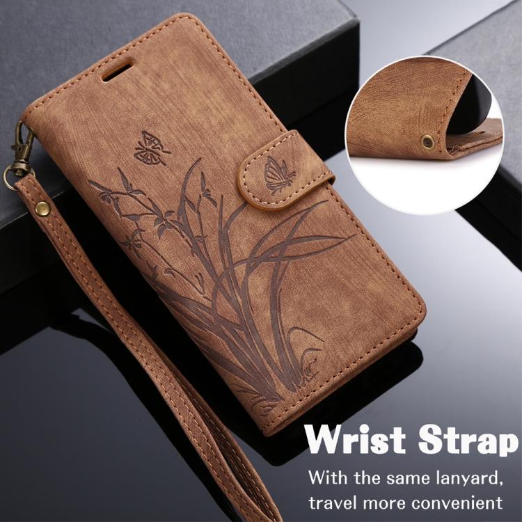 For OPPO Reno14 Global Orchid Butterfly Embossed Leather Phone Case