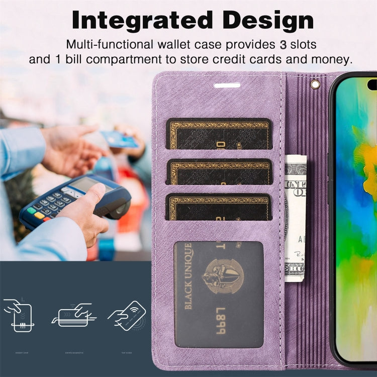 For iPhone 16 Pro Orchid Butterfly Embossed Leather Phone Case