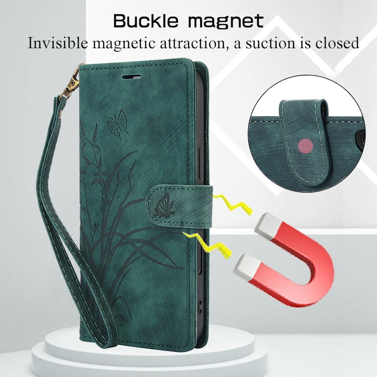 For iPhone 16 Orchid Butterfly Embossed Leather Phone Case