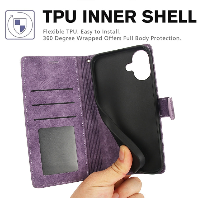 For iPhone 16 Plus Orchid Butterfly Embossed Leather Phone Case