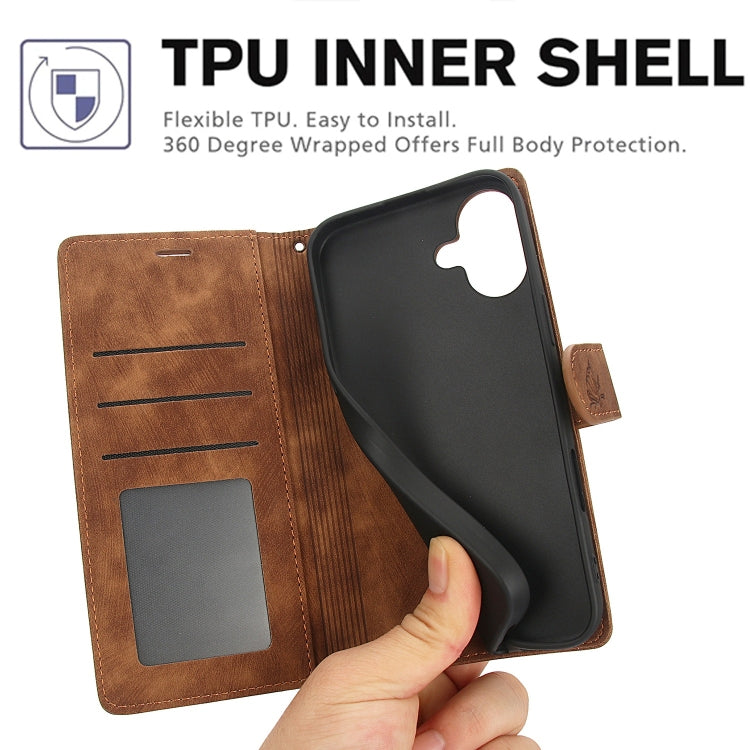 For iPhone 16 Plus Orchid Butterfly Embossed Leather Phone Case