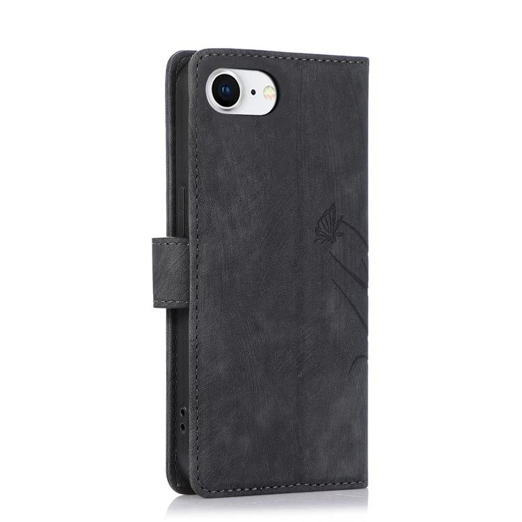 For iPhone 17e / 16e Orchid Butterfly Embossed Leather Phone Case