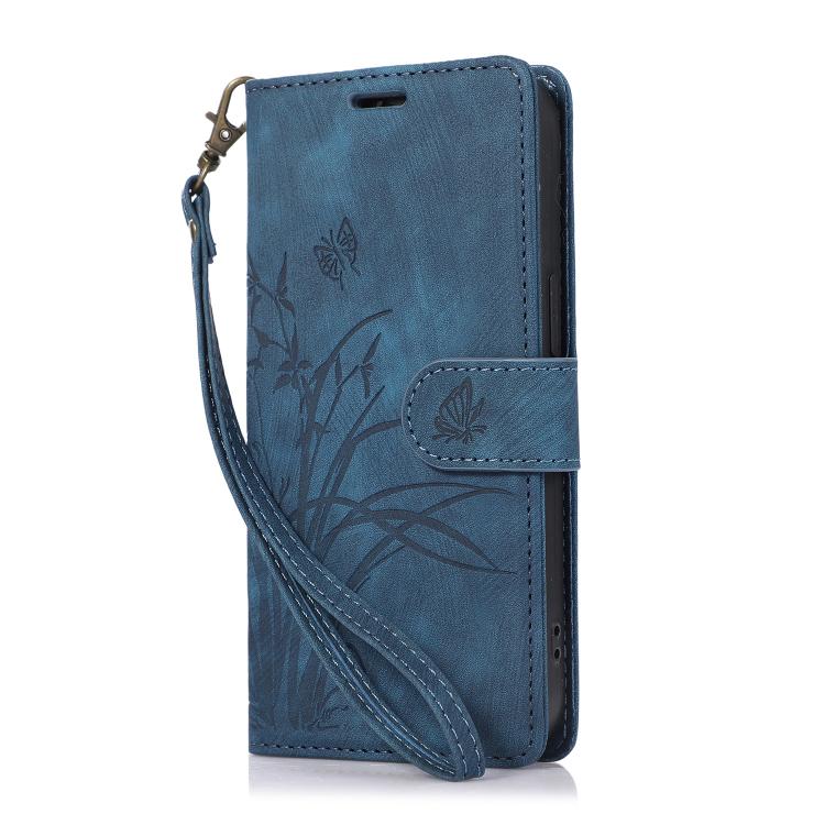 For iPhone 17e / 16e Orchid Butterfly Embossed Leather Phone Case
