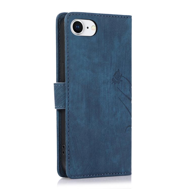 For iPhone 17e / 16e Orchid Butterfly Embossed Leather Phone Case