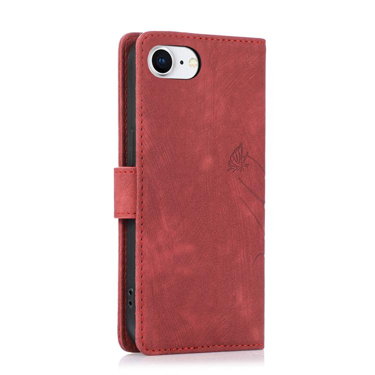 For iPhone 17e / 16e Orchid Butterfly Embossed Leather Phone Case