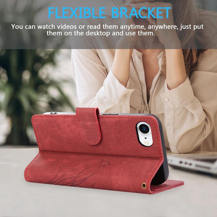 For iPhone 17e / 16e Orchid Butterfly Embossed Leather Phone Case