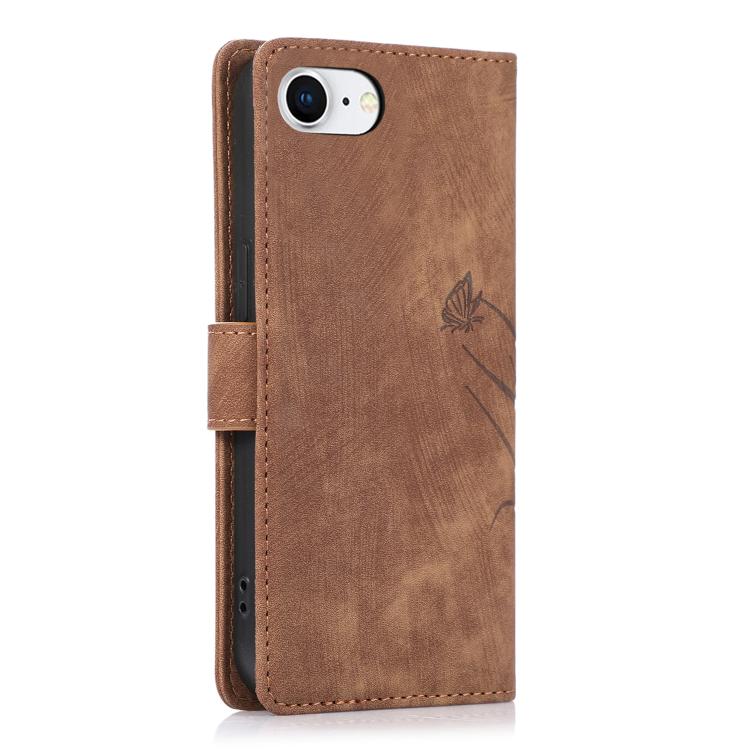 For iPhone 17e / 16e Orchid Butterfly Embossed Leather Phone Case