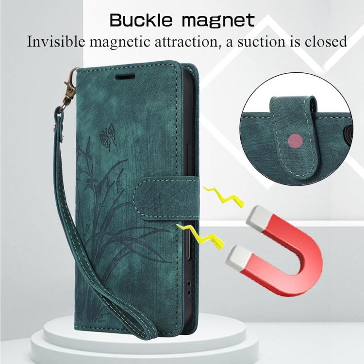 For iPhone 17 Pro Orchid Butterfly Embossed Leather Phone Case