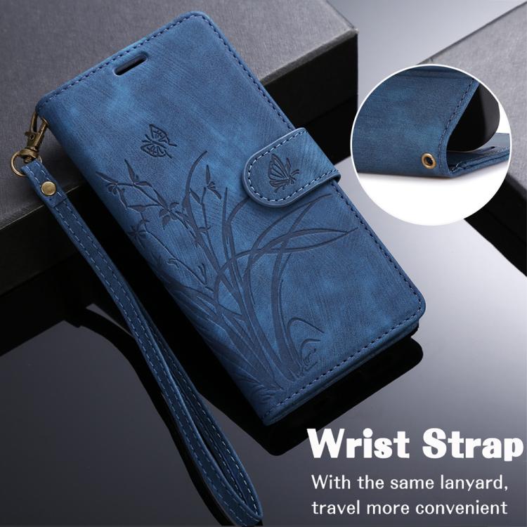 For iPhone 17 Pro Orchid Butterfly Embossed Leather Phone Case