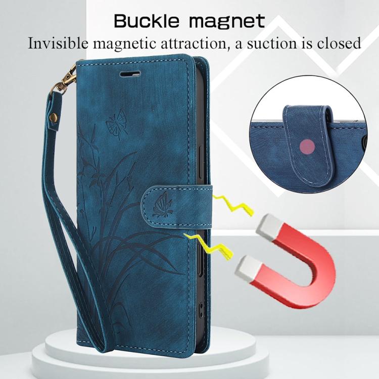 For iPhone 17 Orchid Butterfly Embossed Leather Phone Case