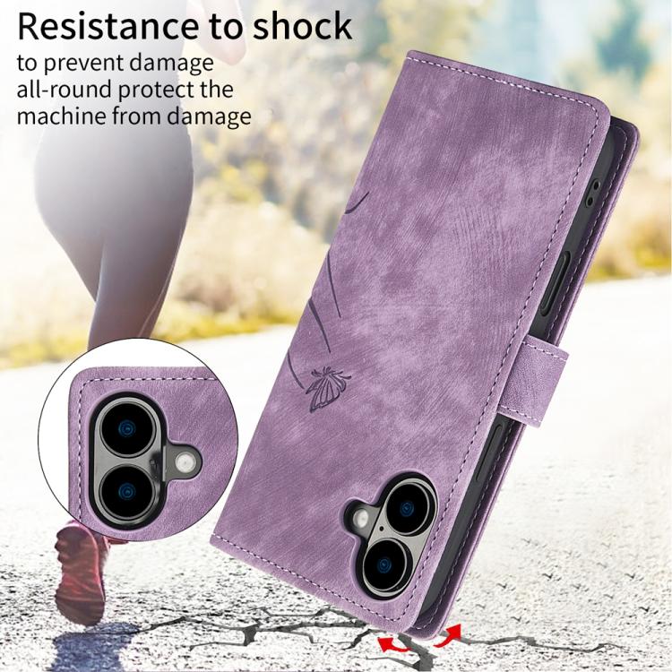 For iPhone 17 Orchid Butterfly Embossed Leather Phone Case
