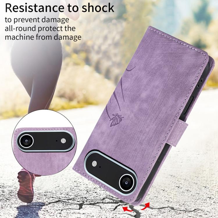 For iPhone Air Orchid Butterfly Embossed Leather Phone Case