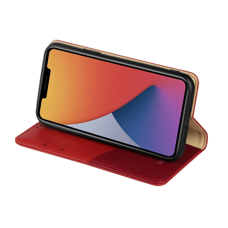 For iPhone 12 / 12 Pro DZGOGO ZEN Series Shockproof PU+ TPU Protective Case with Holder & Card Slots & Wallet(Red)