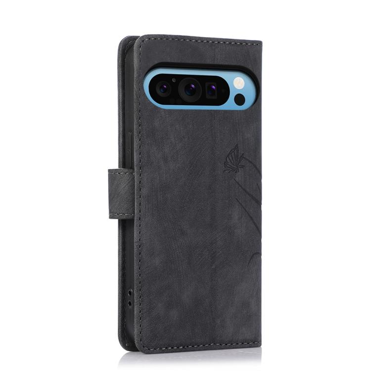 For Google Pixel 9 Pro XL / 10 Pro XL Orchid Butterfly Embossed Leather Phone Case