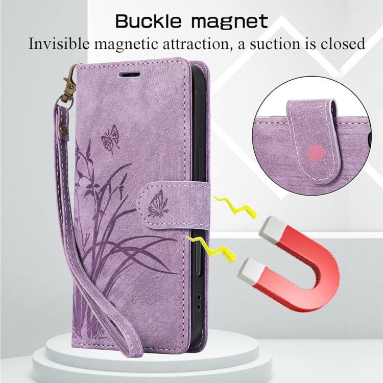 For Google Pixel 9 Pro XL / 10 Pro XL Orchid Butterfly Embossed Leather Phone Case