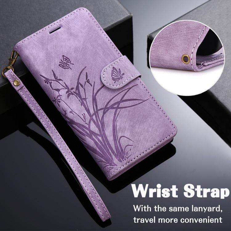For Google Pixel 9 Pro XL / 10 Pro XL Orchid Butterfly Embossed Leather Phone Case