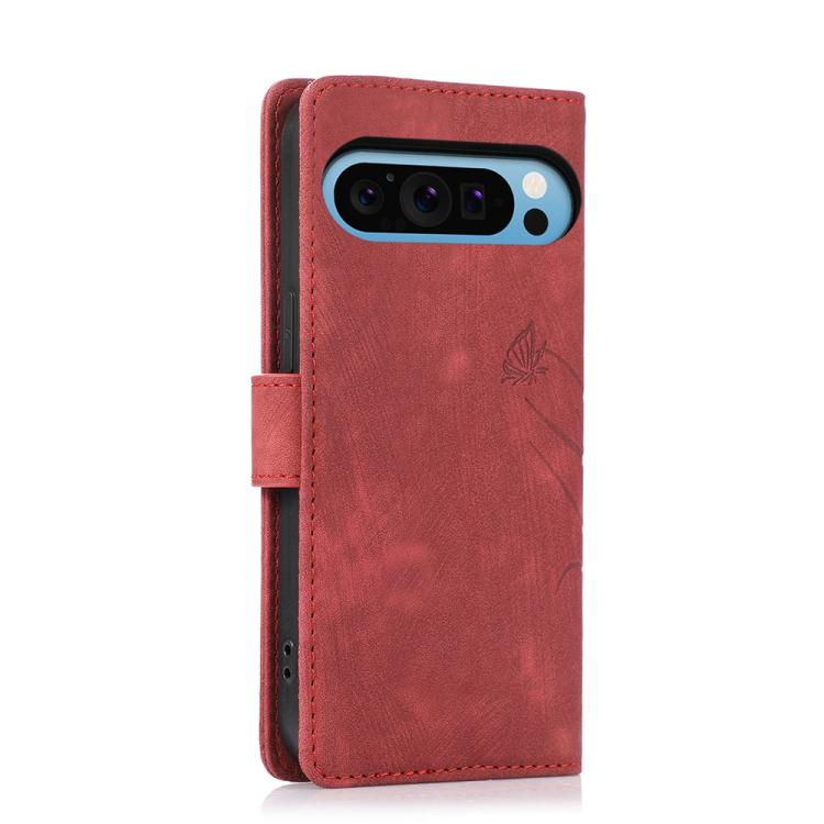 For Google Pixel 9 Pro XL / 10 Pro XL Orchid Butterfly Embossed Leather Phone Case