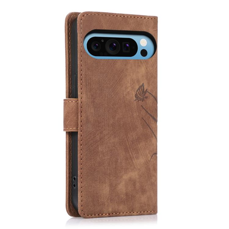 For Google Pixel 9 Pro XL / 10 Pro XL Orchid Butterfly Embossed Leather Phone Case