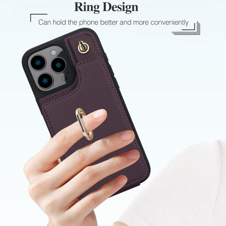 For iPhone 16 Pro Max YM005 Skin Feel Card Bag Phone Case with Long Lanyard