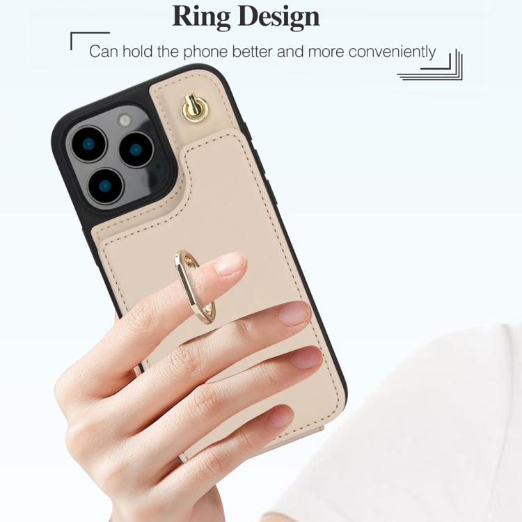 For iPhone 16 Pro Max YM005 Skin Feel Card Bag Phone Case with Long Lanyard