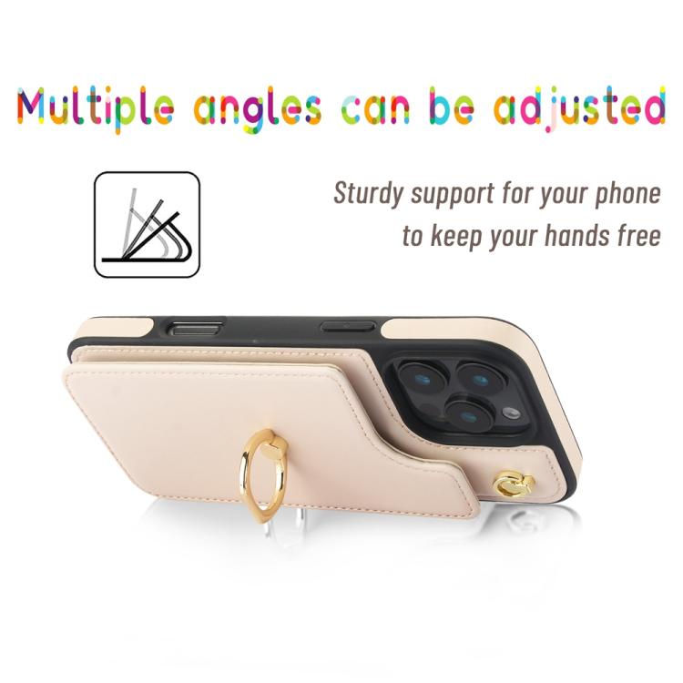 For iPhone 16 Pro Max YM005 Skin Feel Card Bag Phone Case with Long Lanyard