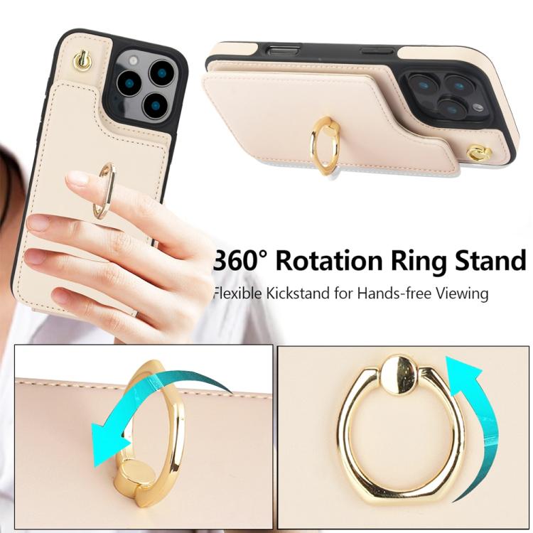 For iPhone 16 Pro Max YM005 Skin Feel Card Bag Phone Case with Long Lanyard