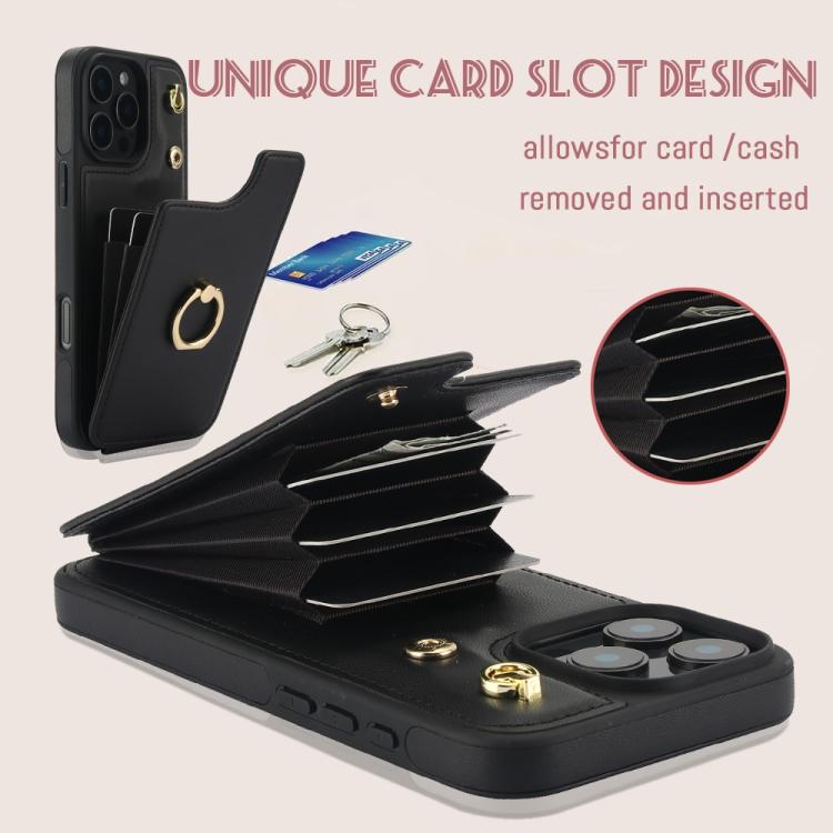 For iPhone 16 Pro Max YM005 Skin Feel Card Bag Phone Case with Long Lanyard
