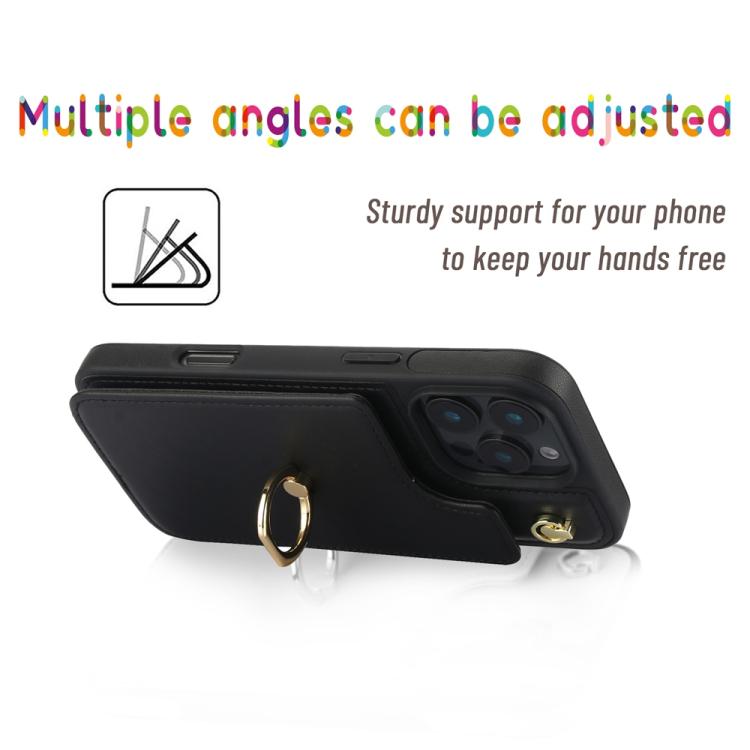 For iPhone 16 Pro Max YM005 Skin Feel Card Bag Phone Case with Long Lanyard