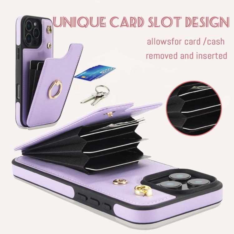 For iPhone 16 Pro Max YM005 Skin Feel Card Bag Phone Case with Long Lanyard