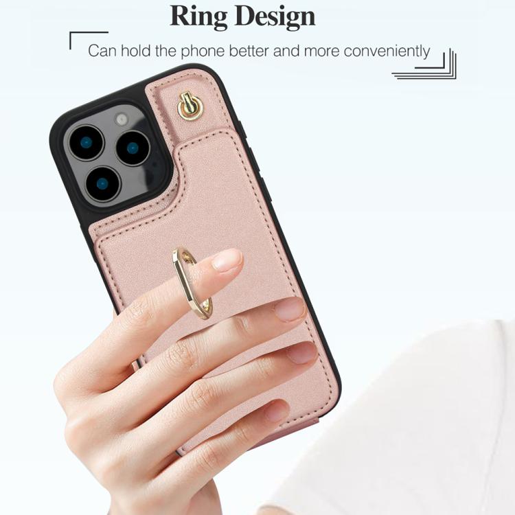 For iPhone 16 Pro Max YM005 Skin Feel Card Bag Phone Case with Long Lanyard