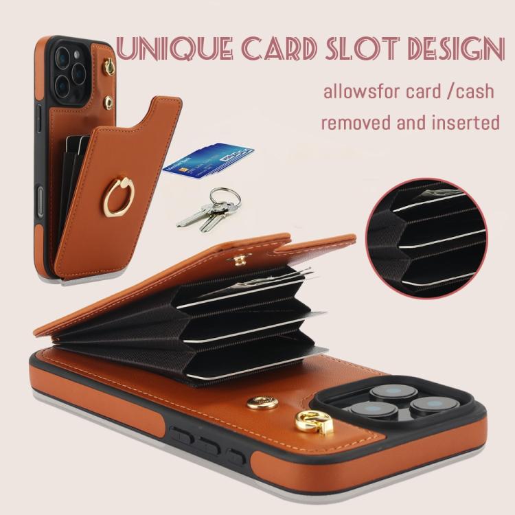 For iPhone 16 Pro Max YM005 Skin Feel Card Bag Phone Case with Long Lanyard