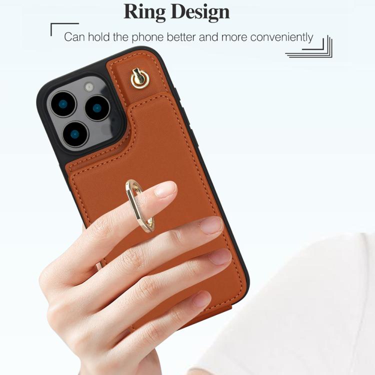 For iPhone 16 Pro Max YM005 Skin Feel Card Bag Phone Case with Long Lanyard