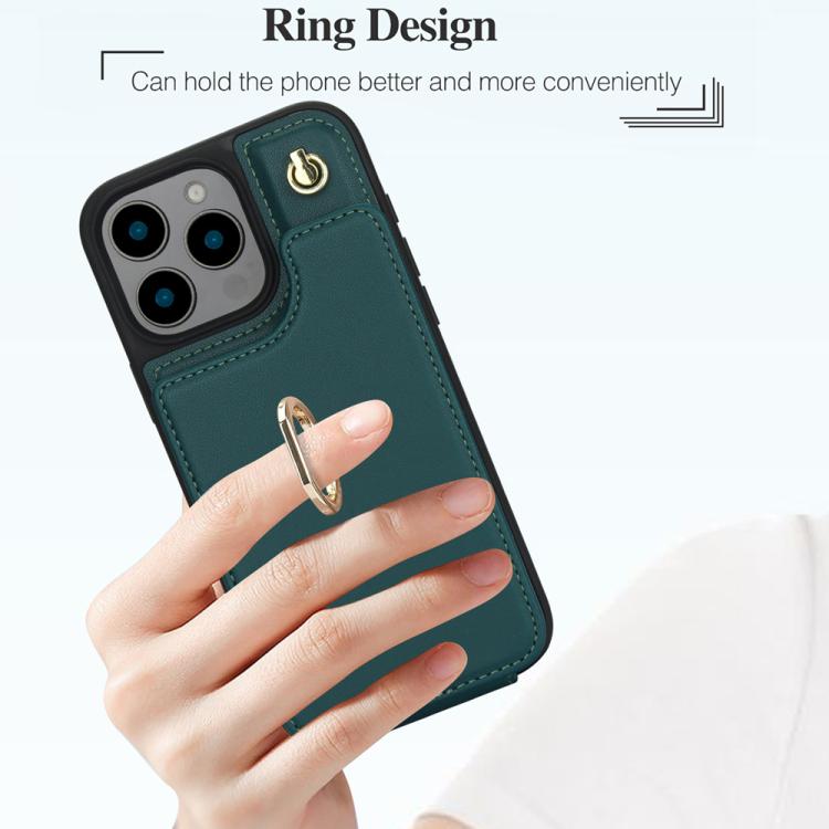 For iPhone 16 Pro Max YM005 Skin Feel Card Bag Phone Case with Long Lanyard