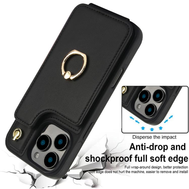 For iPhone 16 Pro YM005 Skin Feel Card Bag Phone Case with Long Lanyard